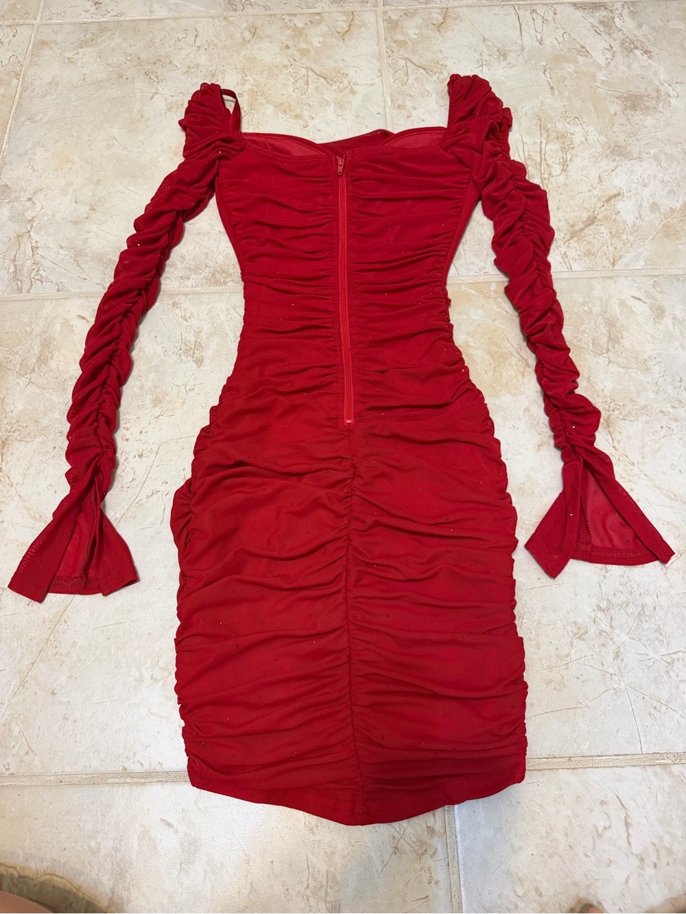 Windsor Red Ruched Off-Shoulder Mini Dress - Picture 4 of 4